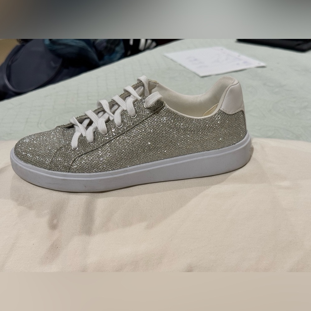 Cole Haan Silver and White Sparkle Sneakers